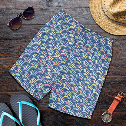 Pastel Volleyball Pattern Print Men's Shorts
