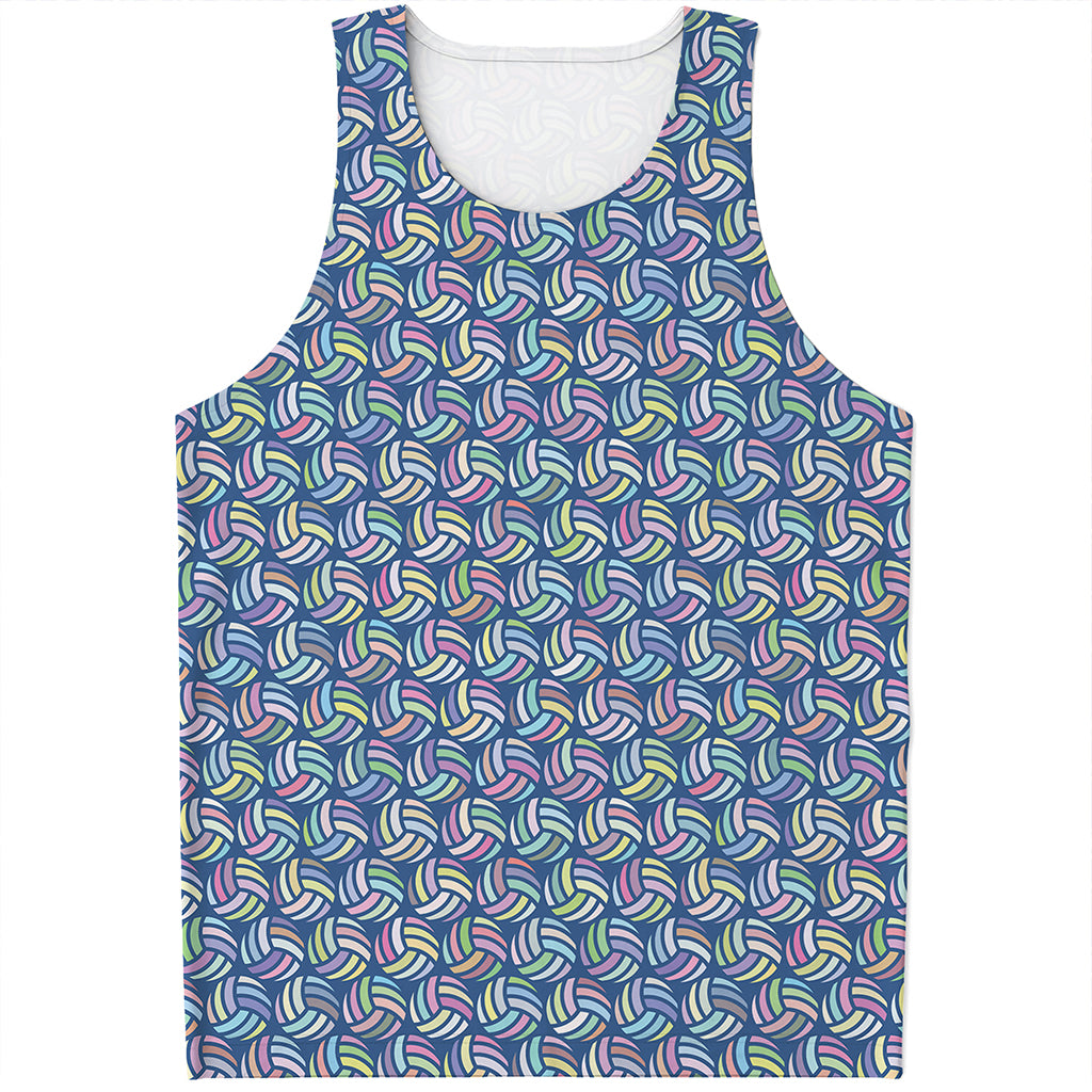 Pastel Volleyball Pattern Print Men's Tank Top