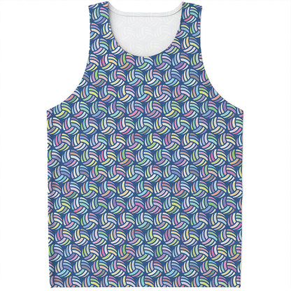 Pastel Volleyball Pattern Print Men's Tank Top