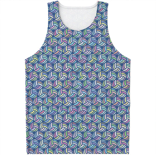 Pastel Volleyball Pattern Print Men's Tank Top