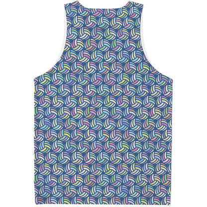 Pastel Volleyball Pattern Print Men's Tank Top