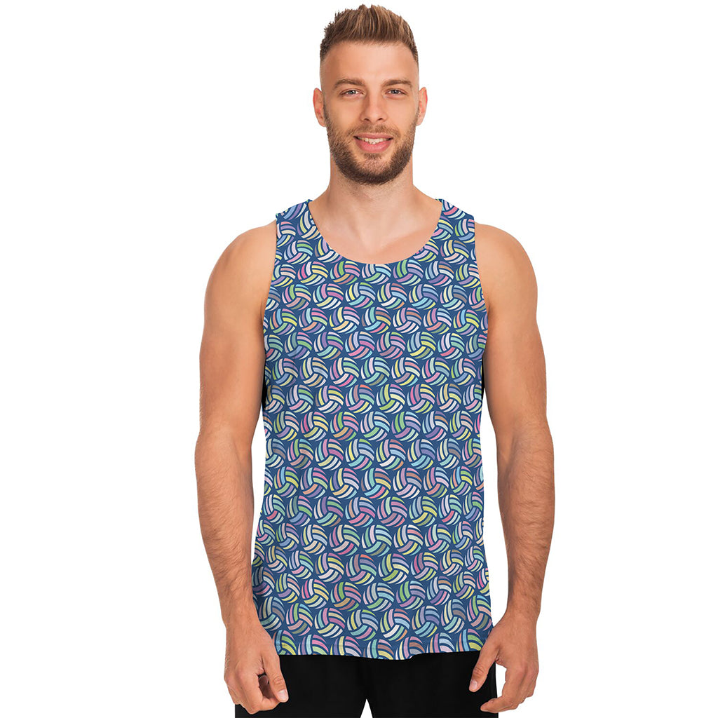 Pastel Volleyball Pattern Print Men's Tank Top