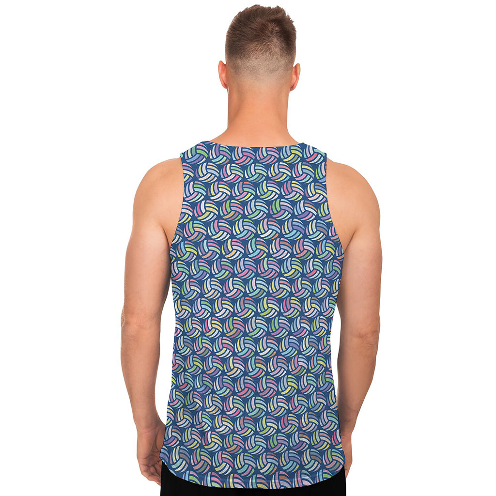 Pastel Volleyball Pattern Print Men's Tank Top