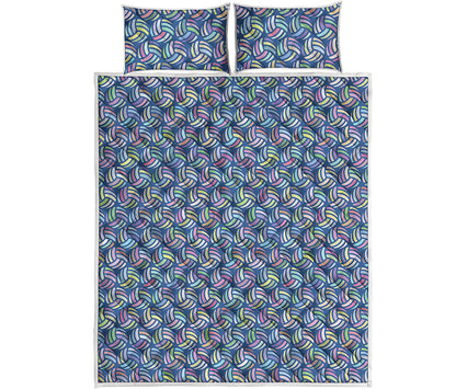 Pastel Volleyball Pattern Print Quilt Bed Set