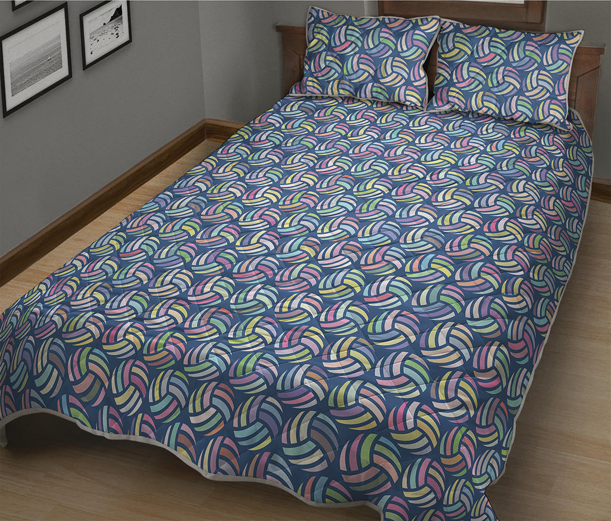 Pastel Volleyball Pattern Print Quilt Bed Set