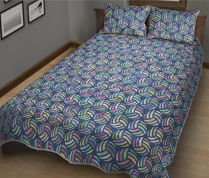 Pastel Volleyball Pattern Print Quilt Bed Set