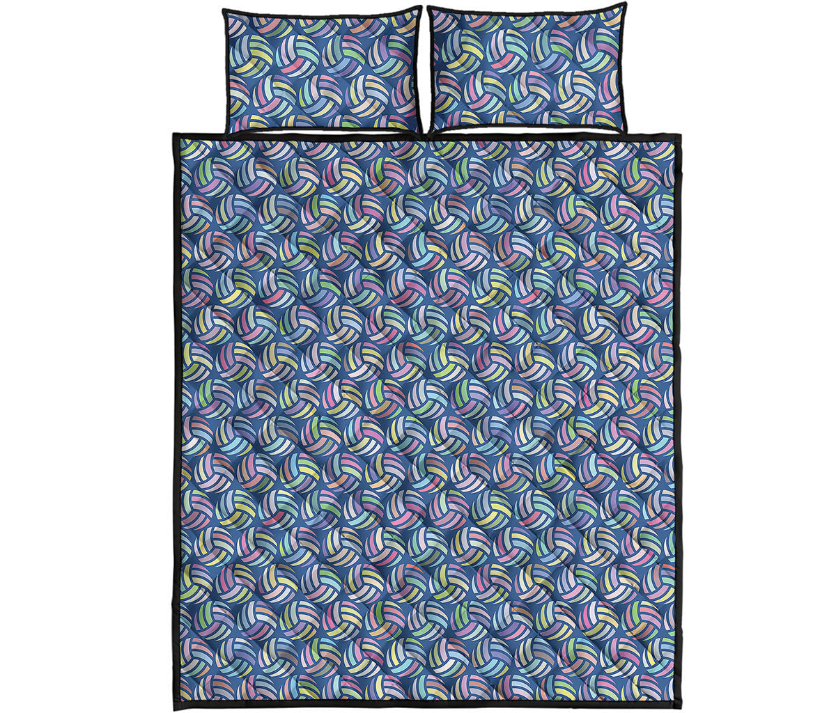 Pastel Volleyball Pattern Print Quilt Bed Set