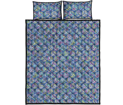 Pastel Volleyball Pattern Print Quilt Bed Set