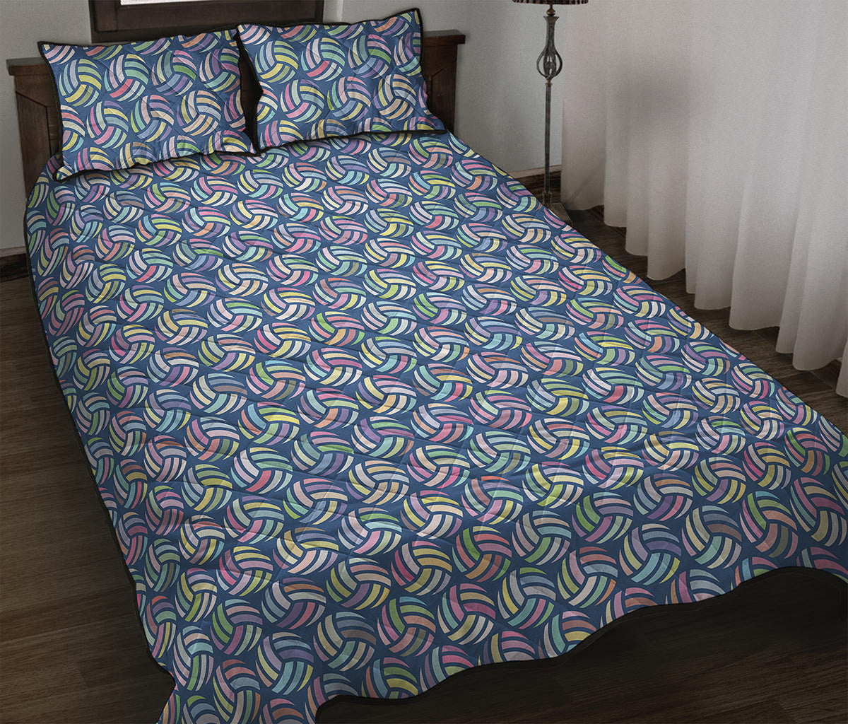Pastel Volleyball Pattern Print Quilt Bed Set
