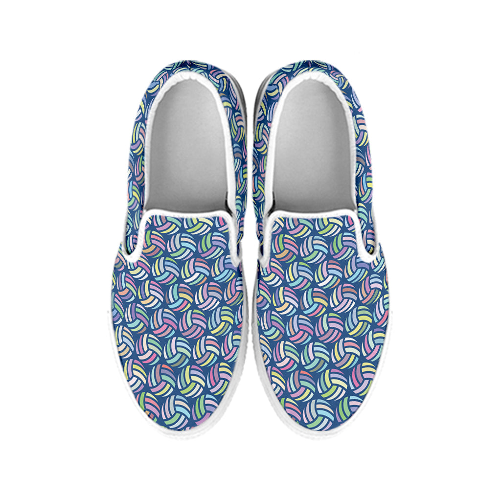 Pastel Volleyball Pattern Print White Slip On Shoes