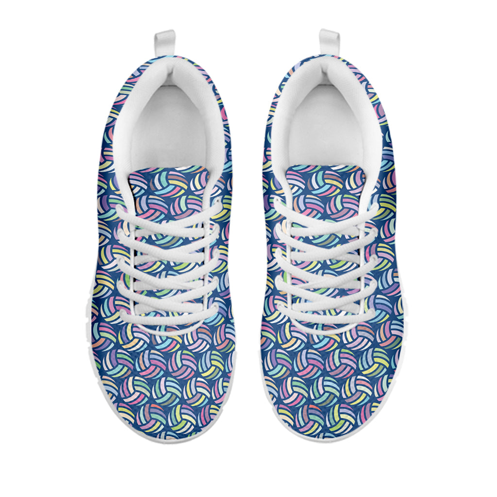 Pastel Volleyball Pattern Print White Sneakers