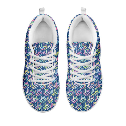 Pastel Volleyball Pattern Print White Sneakers
