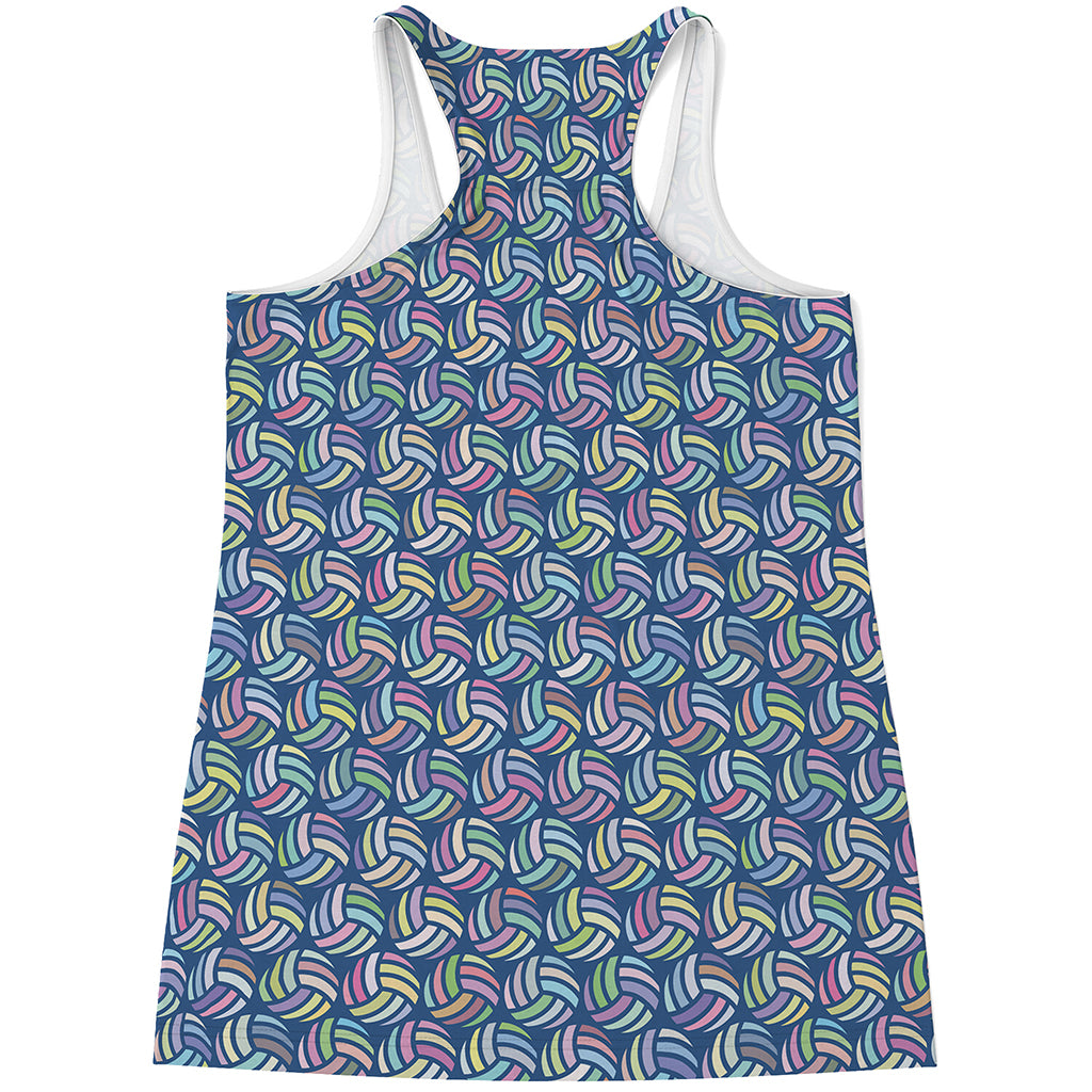 Pastel Volleyball Pattern Print Women's Racerback Tank Top