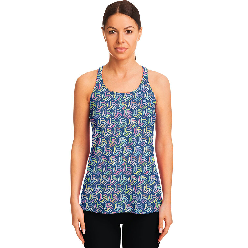 Pastel Volleyball Pattern Print Women's Racerback Tank Top