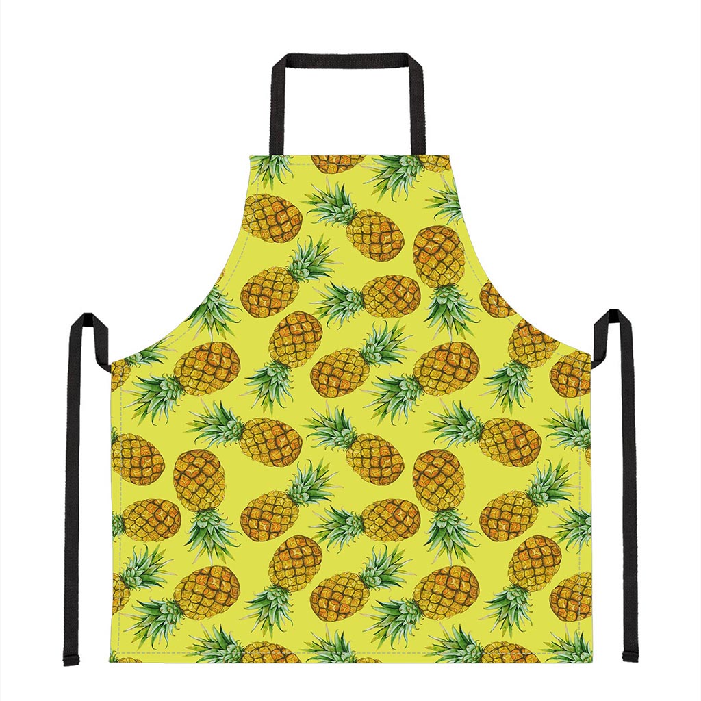 Pastel Yellow Pineapple Pattern Print Apron