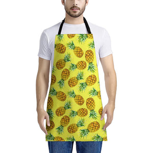 Pastel Yellow Pineapple Pattern Print Apron