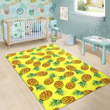 Pastel Yellow Pineapple Pattern Print Area Rug GearFrost