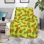 Pastel Yellow Pineapple Pattern Print Blanket
