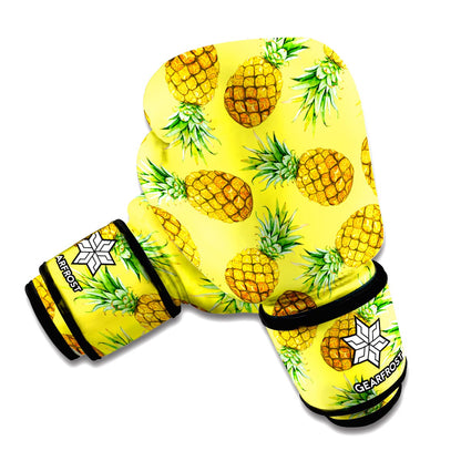 Pastel Yellow Pineapple Pattern Print Boxing Gloves