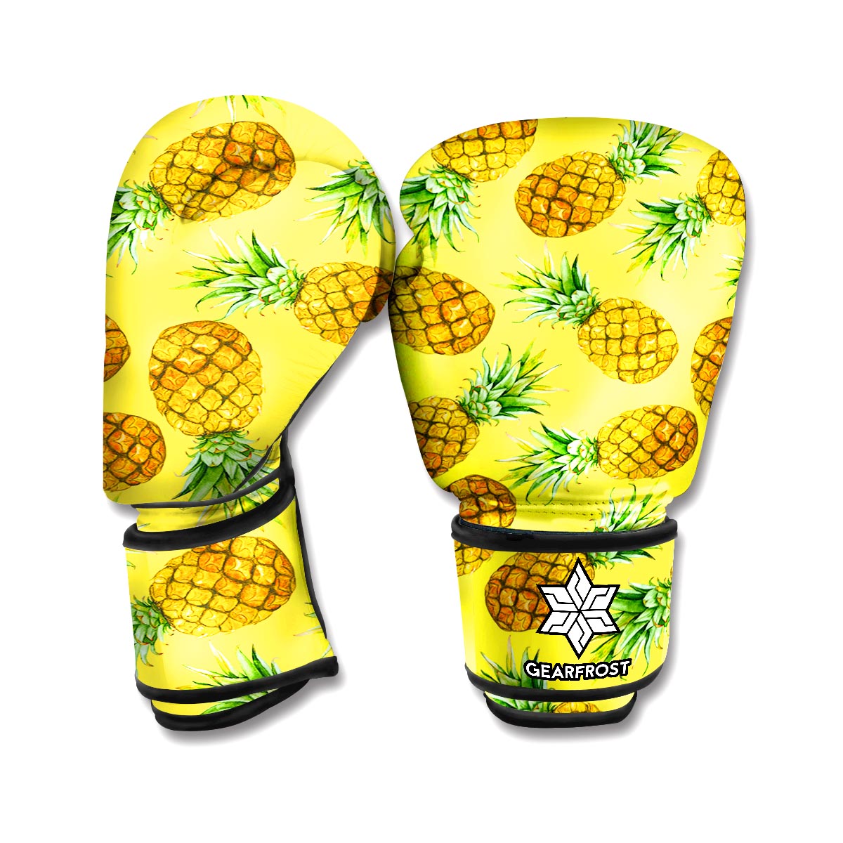 Pastel Yellow Pineapple Pattern Print Boxing Gloves