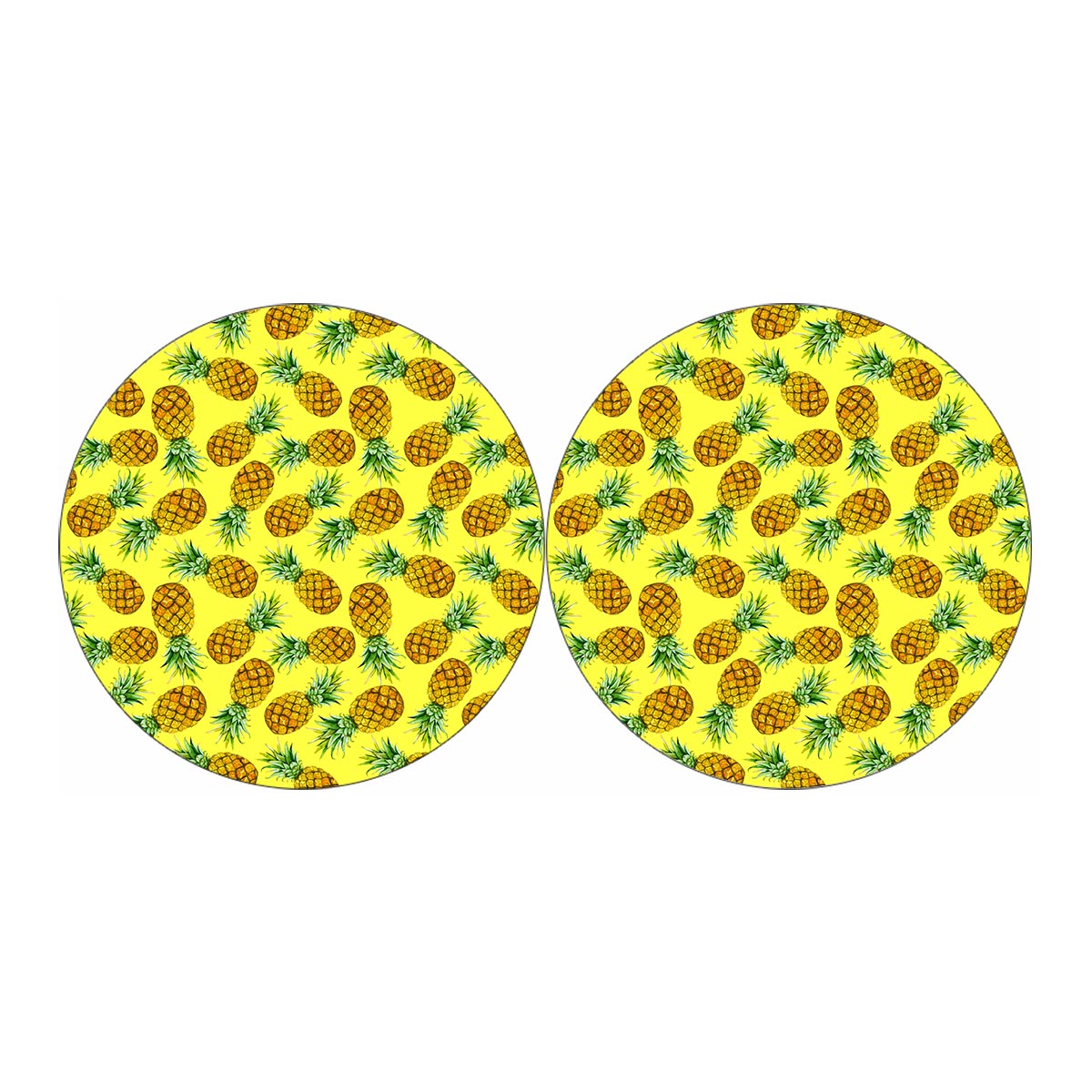 Pastel Yellow Pineapple Pattern Print Car Coasters