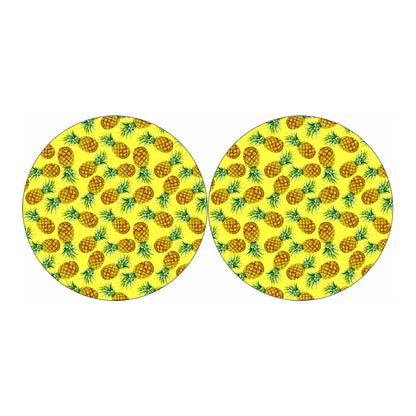 Pastel Yellow Pineapple Pattern Print Car Coasters