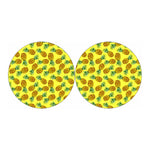 Pastel Yellow Pineapple Pattern Print Car Coasters