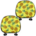 Pastel Yellow Pineapple Pattern Print Car Headrest Covers