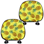 Pastel Yellow Pineapple Pattern Print Car Headrest Covers