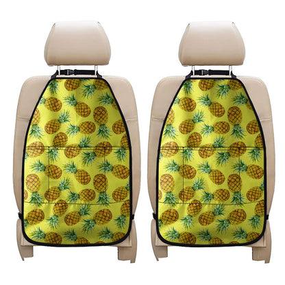 Pastel Yellow Pineapple Pattern Print Car Seat Organizers