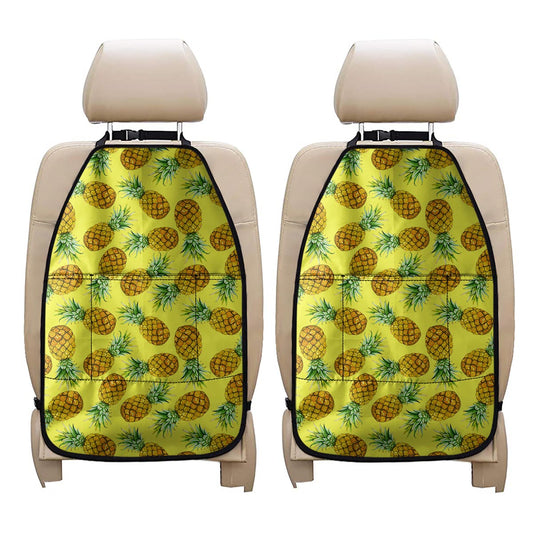 Pastel Yellow Pineapple Pattern Print Car Seat Organizers