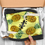Pastel Yellow Pineapple Pattern Print Comfy Boots GearFrost
