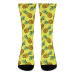 Pastel Yellow Pineapple Pattern Print Crew Socks