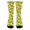 Pastel Yellow Pineapple Pattern Print Crew Socks