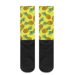 Pastel Yellow Pineapple Pattern Print Crew Socks