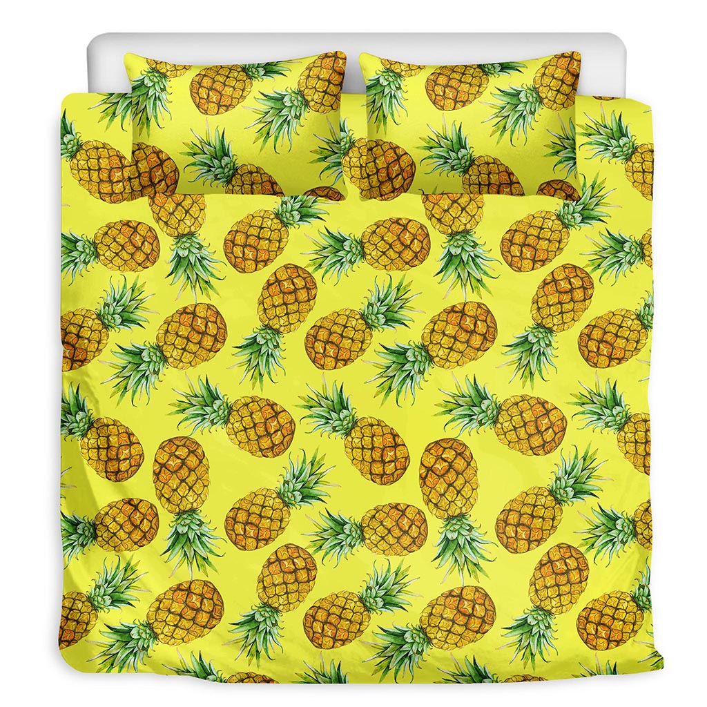 Pastel Yellow Pineapple Pattern Print Duvet Cover Bedding Set