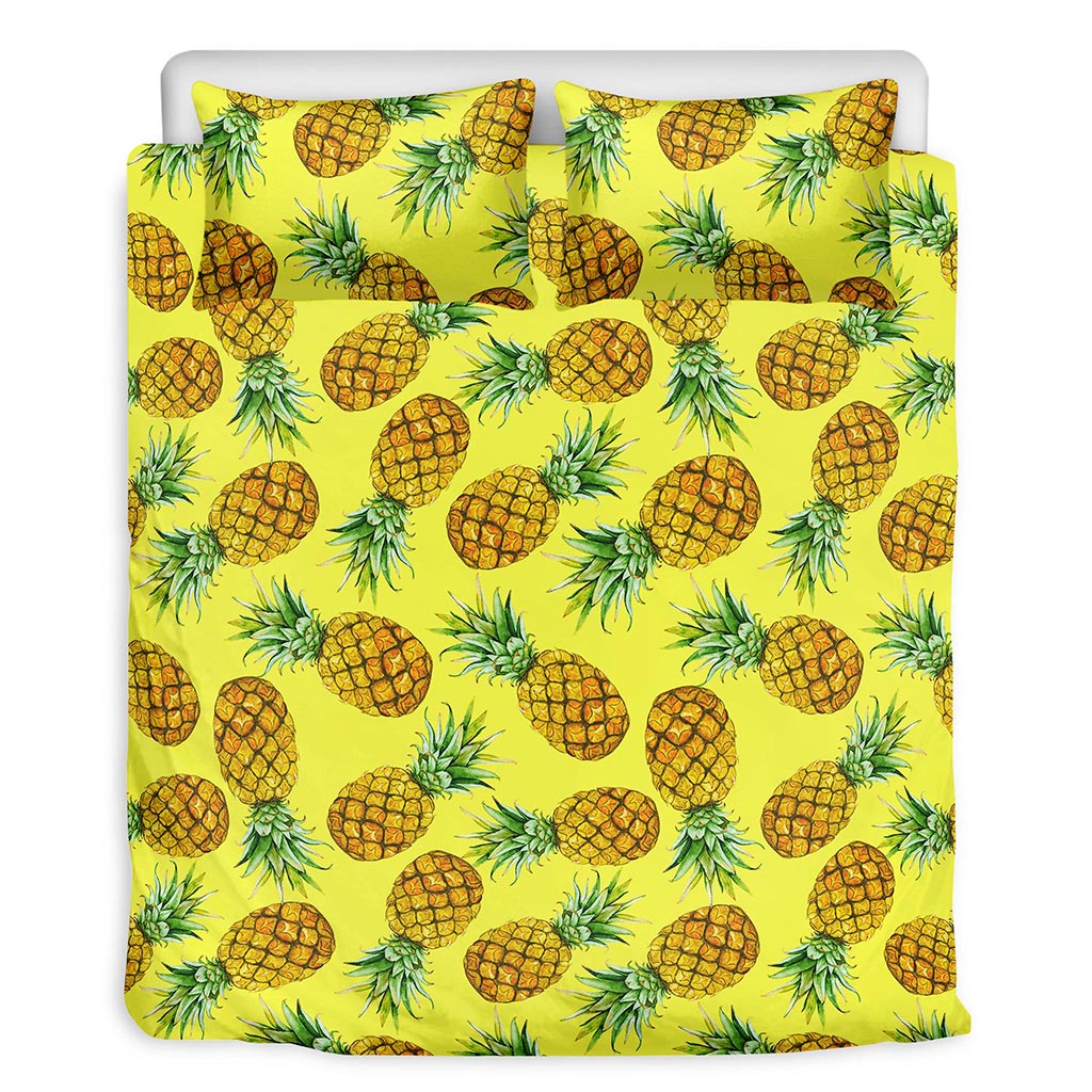 Pastel Yellow Pineapple Pattern Print Duvet Cover Bedding Set