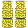 Pastel Yellow Pineapple Pattern Print Front and Back Car Floor Mats