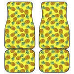 Pastel Yellow Pineapple Pattern Print Front and Back Car Floor Mats