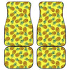 Pastel Yellow Pineapple Pattern Print Front and Back Car Floor Mats