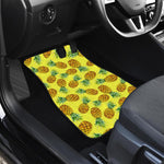 Pastel Yellow Pineapple Pattern Print Front and Back Car Floor Mats