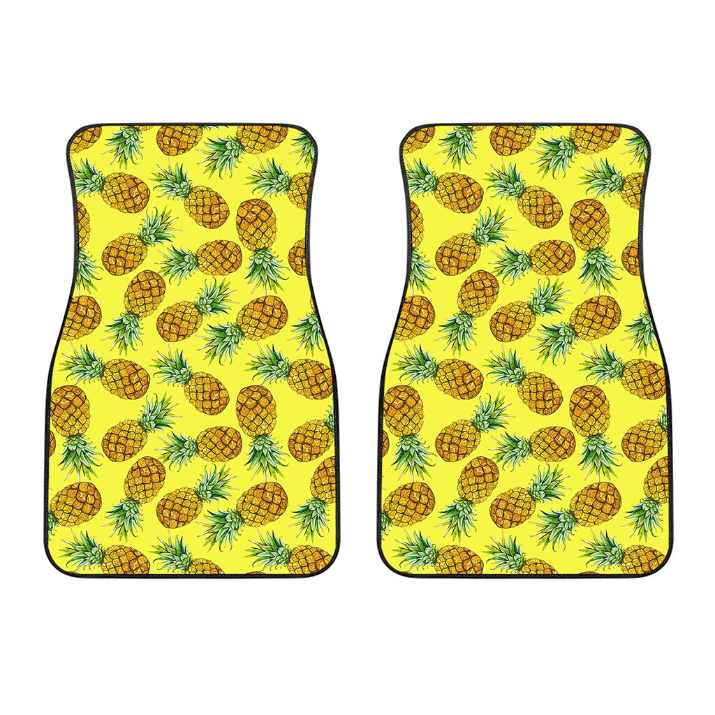 Pastel Yellow Pineapple Pattern Print Front Car Floor Mats