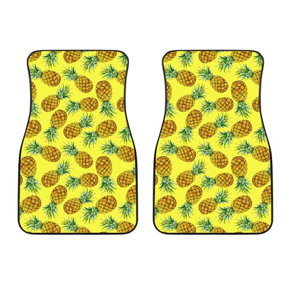 Pastel Yellow Pineapple Pattern Print Front Car Floor Mats