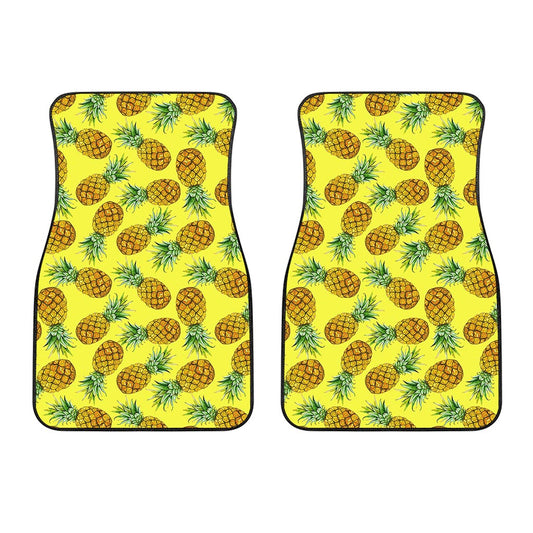 Pastel Yellow Pineapple Pattern Print Front Car Floor Mats