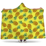 Pastel Yellow Pineapple Pattern Print Hooded Blanket
