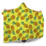 Pastel Yellow Pineapple Pattern Print Hooded Blanket