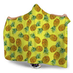 Pastel Yellow Pineapple Pattern Print Hooded Blanket