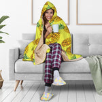 Pastel Yellow Pineapple Pattern Print Hooded Blanket