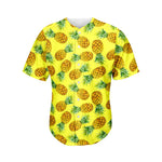 Pastel Yellow Pineapple Pattern Print Men's Baseball Jersey