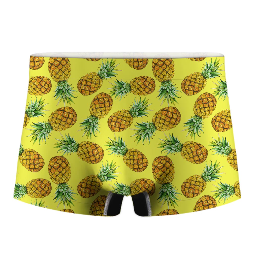 Pastel Yellow Pineapple Pattern Print Men's Boxer Briefs